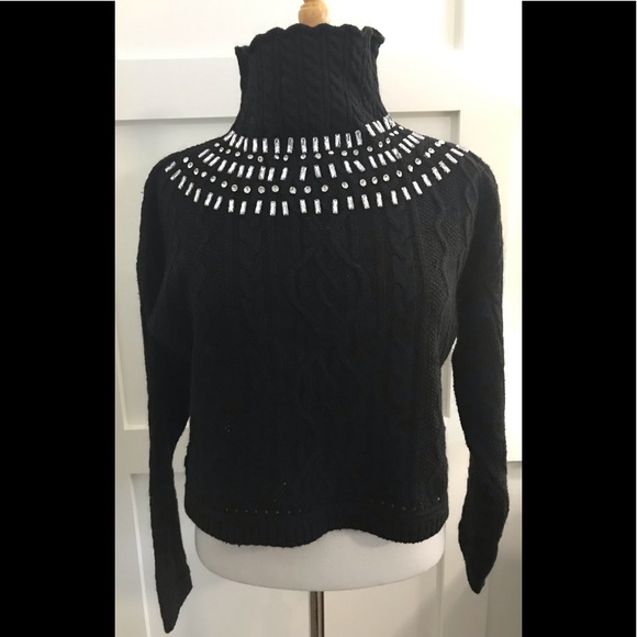 Olger Sweaters - NWOT Embellished Cropped Turtleneck Sweater